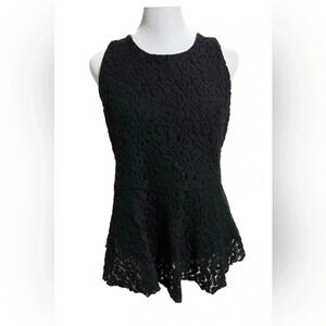 Loft black peplum crochet sleeveless top size small